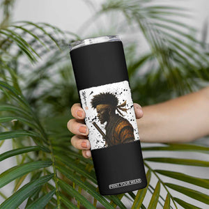 Afro American Samurai Skinny Tumbler Japanese Vintage Graphic Sumie Katana TS12 Print Your Wear