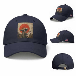 Vintage Samurai Black Cat Japanese Katana Baseball Cap Ukiyoe Cat Lover Gift