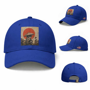 Vintage Samurai Black Cat Japanese Katana Baseball Cap Ukiyoe Cat Lover Gift