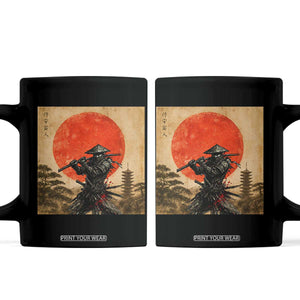 Japanese Samurai Coffee Mug Warrior With Katana Vintage Ukiyoe Style TS12 Black Print Your Wear