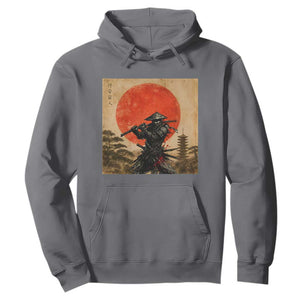Japanese Samurai Hoodie Warrior With Katana Vintage Ukiyoe Style TS12 Charcoal Print Your Wear