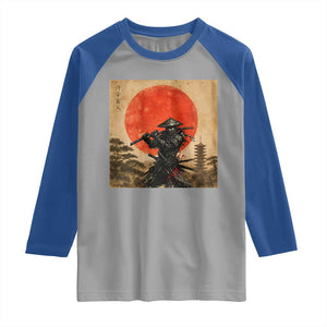 Japanese Samurai Raglan Shirt Warrior With Katana Vintage Ukiyoe Style TS12 Sport Gray Royal Print Your Wear