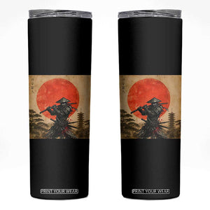 Japanese Samurai Skinny Tumbler Warrior With Katana Vintage Ukiyoe Style TS12 Black Print Your Wear