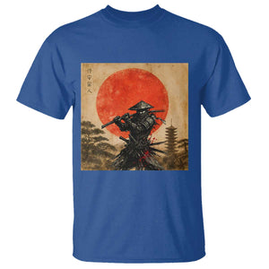 Japanese Samurai T Shirt Warrior With Katana Vintage Ukiyoe Style TS12 Royal Blue Print Your Wear