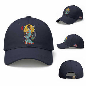 Horror Samurai Geisha Skull Baseball Cap Japanese Kimono And Katana TS12 Baseball Cap Universal Fit Navy Print Your Wear