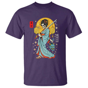 Horror Samurai Geisha Skull T Shirt Japanese Kimono And Katana TS12 Purple Print Your Wear