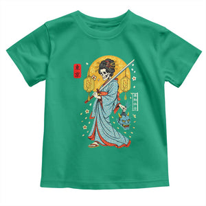 Horror Samurai Geisha Skull Toddler T Shirt Japanese Kimono And Katana TS12 Irish Green Print Your Wear