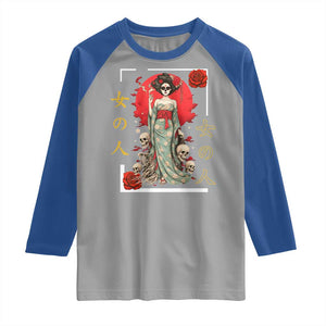 Gothic Japanese Geisha Skeleton Raglan Shirt Wearing Kimono TS12 Sport Gray Royal Print Your Wear