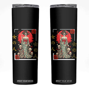 Gothic Japanese Geisha Skeleton Skinny Tumbler Wearing Kimono TS12 Black Print Your Wear