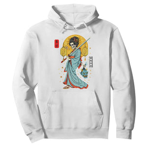 Gothic Samurai Geisha Skeleton Hoodie Japanese Kimono And Katana TS12 White Print Your Wear