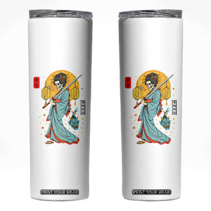 Gothic Samurai Geisha Skeleton Skinny Tumbler Japanese Kimono And Katana TS12 White Print Your Wear