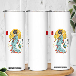 Gothic Samurai Geisha Skeleton Skinny Tumbler Japanese Kimono And Katana TS12 Print Your Wear