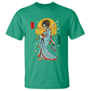 Gothic Samurai Geisha Skeleton T Shirt Japanese Kimono And Katana TS12 Irish Green Print Your Wear