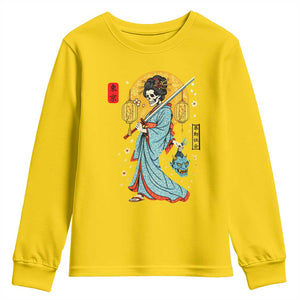 Gothic Samurai Geisha Skeleton Youth Sweatshirt Japanese Kimono And Katana TS12 Daisy Print Your Wear