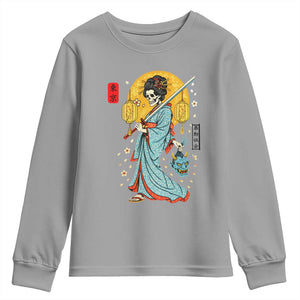 Gothic Samurai Geisha Skeleton Youth Sweatshirt Japanese Kimono And Katana TS12 Sport Gray Print Your Wear