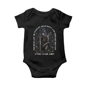 Christian Knight Templar Crusader Baby Onesie The Devil Saw Me With My Head Down And Thought He'd Won TS12 Black Print Your Wear