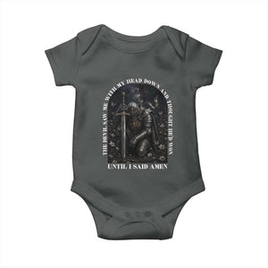 Christian Knight Templar Crusader Baby Onesie The Devil Saw Me With My Head Down And Thought He'd Won TS12 Dark Heather Print Your Wear