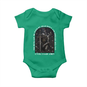 Christian Knight Templar Crusader Baby Onesie The Devil Saw Me With My Head Down And Thought He'd Won TS12 Irish Green Print Your Wear