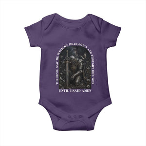 Christian Knight Templar Crusader Baby Onesie The Devil Saw Me With My Head Down And Thought He'd Won TS12 Purple Print Your Wear