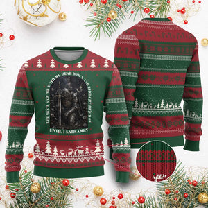 Christian Knight Templar Crusader Ugly Christmas Sweater The Devil Saw Me With My Head Down And Thought He'd Won TS12 Red Green Print Your Wear