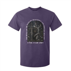 Christian Knight Templar Crusader T Shirt For Kid The Devil Saw Me With My Head Down And Thought He'd Won TS12 Purple Print Your Wear