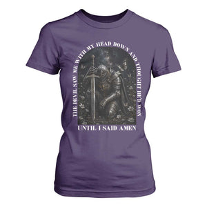 Christian Knight Templar Crusader T Shirt For Women The Devil Saw Me With My Head Down And Thought He'd Won TS12 Purple Print Your Wear