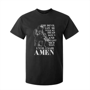 Military Christian Warrior T Shirt For Kid The Devil Saw Me With My Head Down And Thought He'd Won TS12 Black Print Your Wear