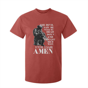 Military Christian Warrior T Shirt For Kid The Devil Saw Me With My Head Down And Thought He'd Won TS12 Red Print Your Wear