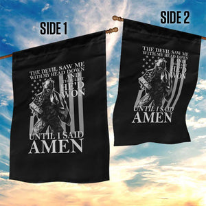 Military Soldier Skull Christian Faith Garden Flag The Devil Saw Me With My Head Down And Thought He'd Won