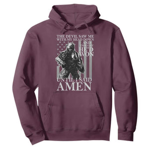 Military Soldier Skull Christian Faith Hoodie The Devil Saw Me With My Head Down And Thought He'd Won