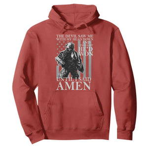 Military Soldier Skull Christian Faith Hoodie The Devil Saw Me With My Head Down And Thought He'd Won