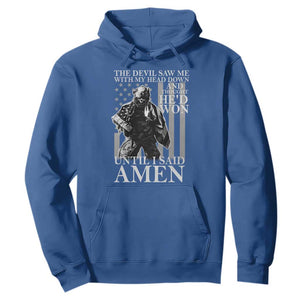 Military Soldier Skull Christian Faith Hoodie The Devil Saw Me With My Head Down And Thought He'd Won