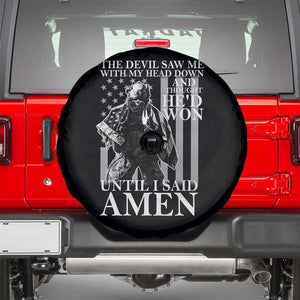 Military Soldier Skull Christian Faith Spare Tire Cover The Devil Saw Me With My Head Down And Thought He'd Won