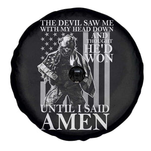 Military Soldier Skull Christian Faith Spare Tire Cover The Devil Saw Me With My Head Down And Thought He'd Won