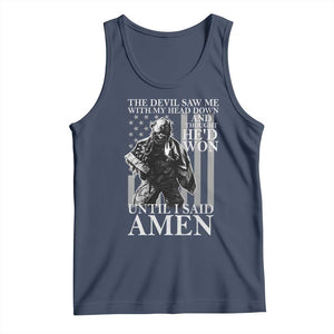 Military Soldier Skull Christian Faith Tank Top The Devil Saw Me With My Head Down And Thought He'd Won