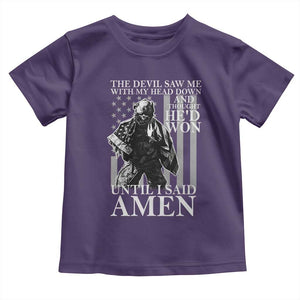 Military Soldier Skull Christian Faith Toddler T Shirt The Devil Saw Me With My Head Down And Thought He'd Won