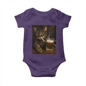 Funny Smoking Cat Baby Onesie Cigarette Kitty Beer Lover TS12 Purple Print Your Wear