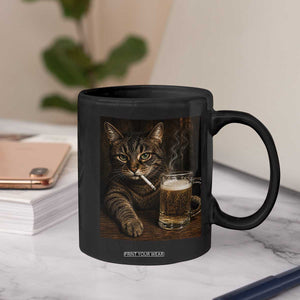 Funny Smoking Cat Coffee Mug Cigarette Kitty Beer Lover TS12 Print Your Wear