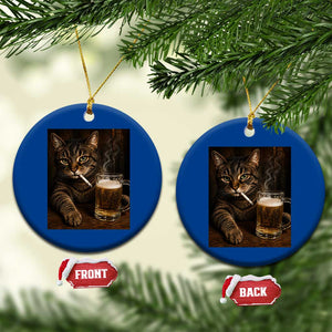 Funny Smoking Cat Ceramic Ornament Cigarette Kitty Beer Lover TS12 1pc Blue Print Your Wear