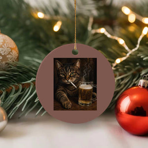Funny Smoking Cat Ceramic Ornament Cigarette Kitty Beer Lover TS12 1pc Mocha Print Your Wear