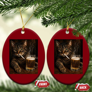 Funny Smoking Cat Ceramic Ornament Cigarette Kitty Beer Lover TS12 Print Your Wear