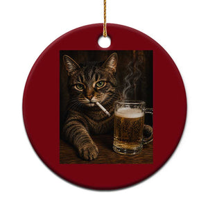 Funny Smoking Cat Ceramic Ornament Cigarette Kitty Beer Lover TS12 1pc Red Print Your Wear