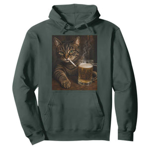 Funny Smoking Cat Hoodie Cigarette Kitty Beer Lover TS12 Dark Forest Green Print Your Wear