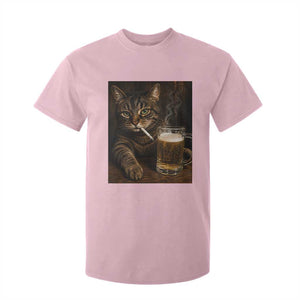Funny Smoking Cat T Shirt For Kid Cigarette Kitty Beer Lover TS12 Light Pink Print Your Wear