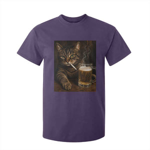 Funny Smoking Cat T Shirt For Kid Cigarette Kitty Beer Lover TS12 Purple Print Your Wear
