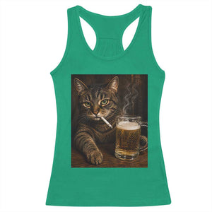 Funny Smoking Cat Racerback Tank Top Cigarette Kitty Beer Lover TS12 Irish Green Print Your Wear