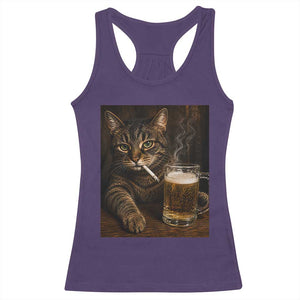 Funny Smoking Cat Racerback Tank Top Cigarette Kitty Beer Lover TS12 Purple Print Your Wear