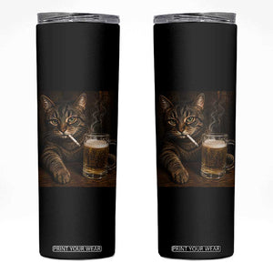 Funny Smoking Cat Skinny Tumbler Cigarette Kitty Beer Lover TS12 Black Print Your Wear
