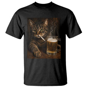 Funny Smoking Cat T Shirt Cigarette Kitty Beer Lover TS12 Black Print Your Wear