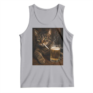 Funny Smoking Cat Tank Top Cigarette Kitty Beer Lover TS12 Athletic Heather Print Your Wear
